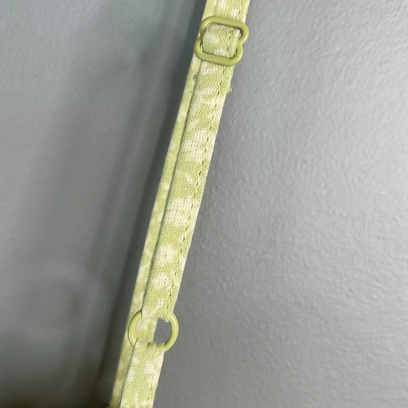 OLD NAVY NWT Lemon Lime Ditsy Floral Tank Top Ladder Lace Pleated Adj Strap L - Picture 7 of 13